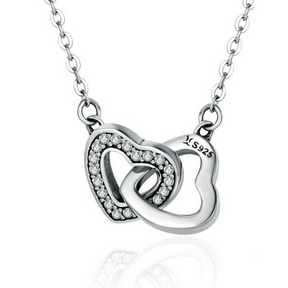 Collar Corazones Conectados Plata