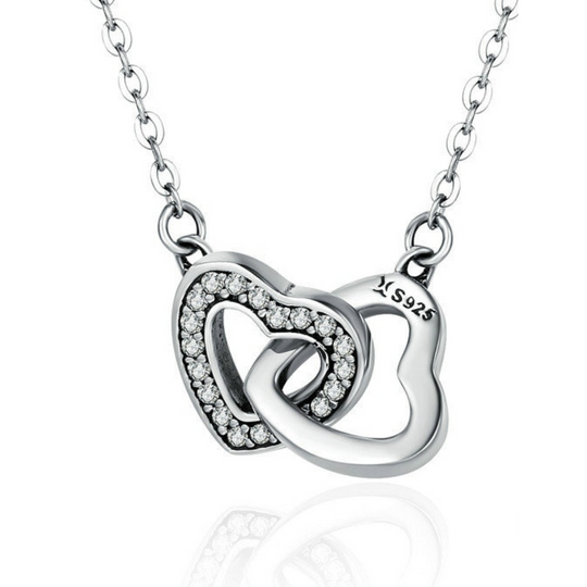 Collar Corazones Conectados Plata