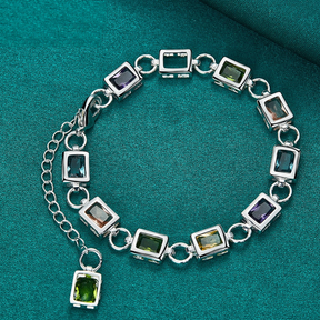 Pulsera de Cristales de Colores de Plata